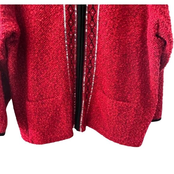 Cathy Daniels Womens Red Textured Cardigan 1X - Picture 10 of 10